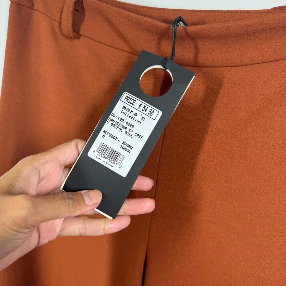 Mara’s Collection Rust Orange Pants Sleek Straight Leg Workwear Size Medium